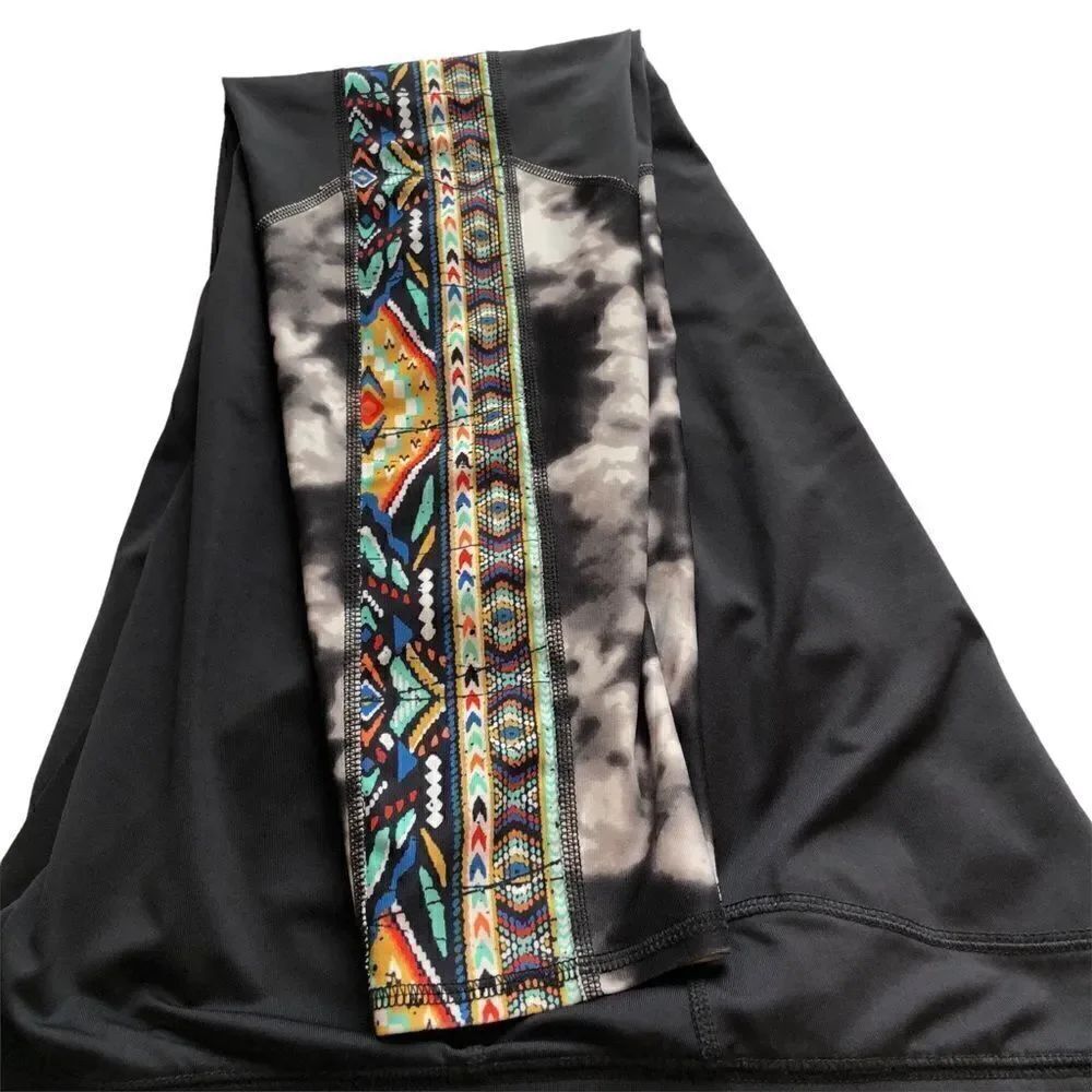 Mossimo Leggings Black with multi color detailing, draw string, elastic waist 2X
